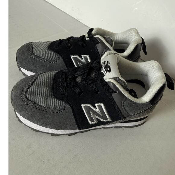 New Balance Toddler's 574 Black/Castlerock - Size 7 - Picture 5 of 10